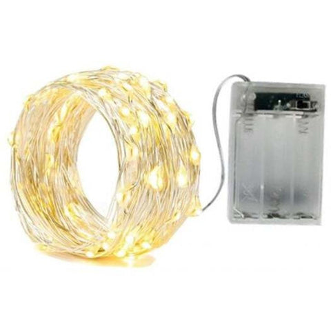 Zdm3m 10Ft 30Leds Firefly String Lights Battery Operated Silver Line Warm White