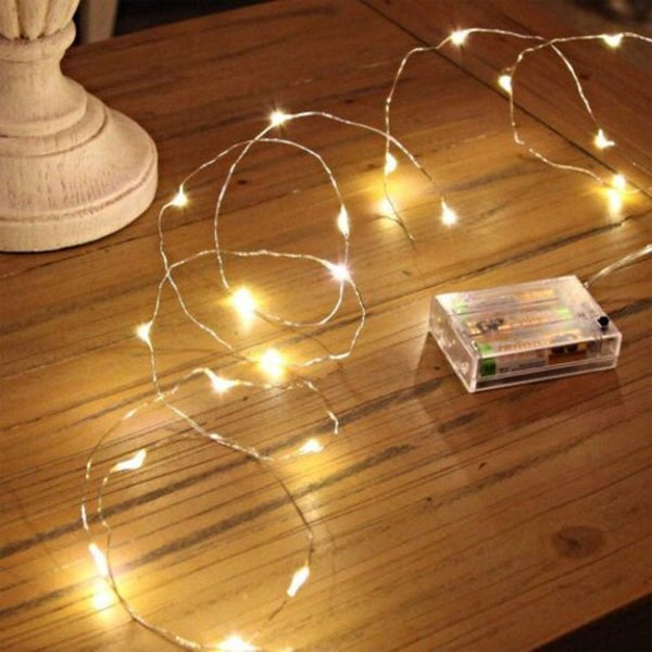 Zdm3m 10Ft 30Leds Firefly String Lights Battery Operated Silver Line Warm White