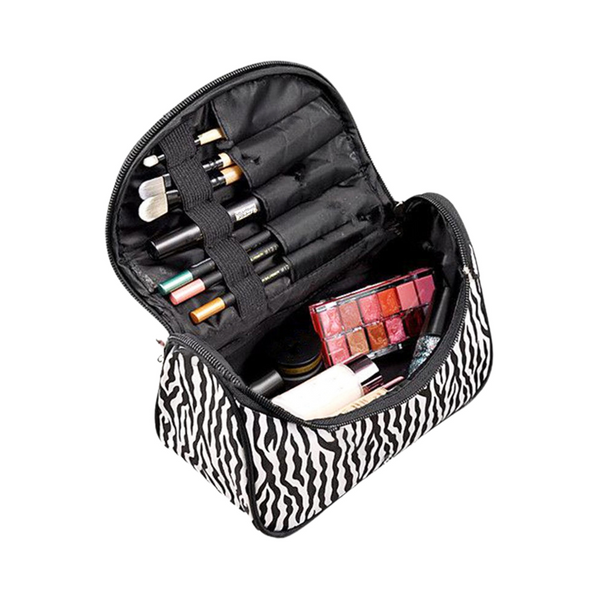 Zebra Print Waterproof Nylon Jewelry Digital Makeup Organizer Storage Bag