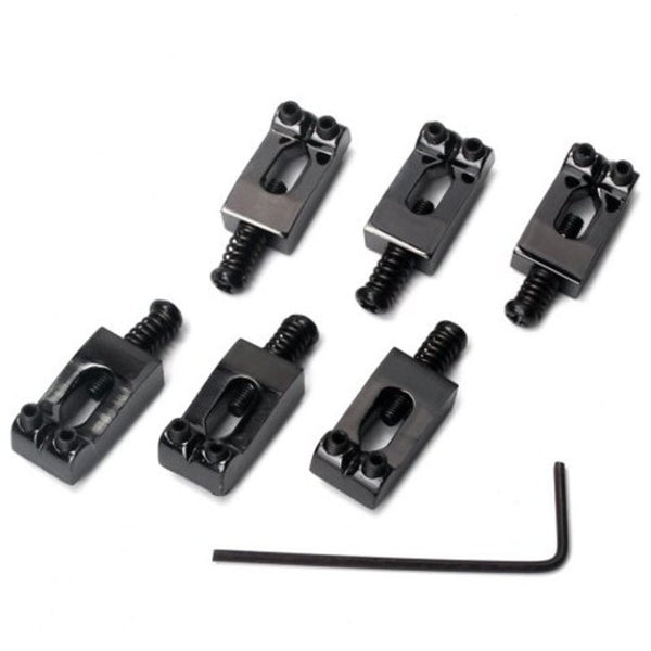 Zinc Alloy Guitar Bridge Saddle 6Pcs Black Guitar Parts