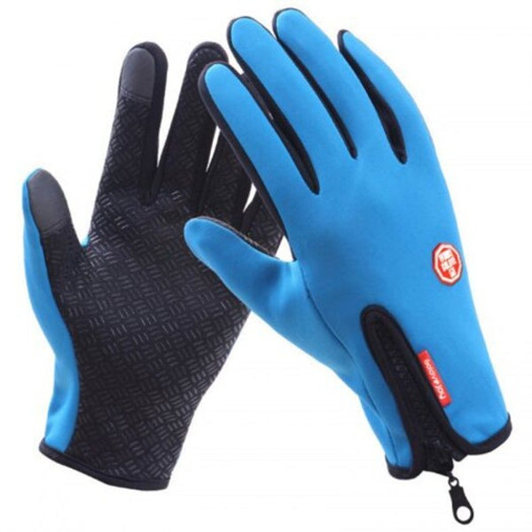 Zipper Plus Velvet Touch Screen Gloves Male Winter Warm Waterproof Non Slip Outdoor Riding Full Finger Female Sport Ski Ls1477 Pink