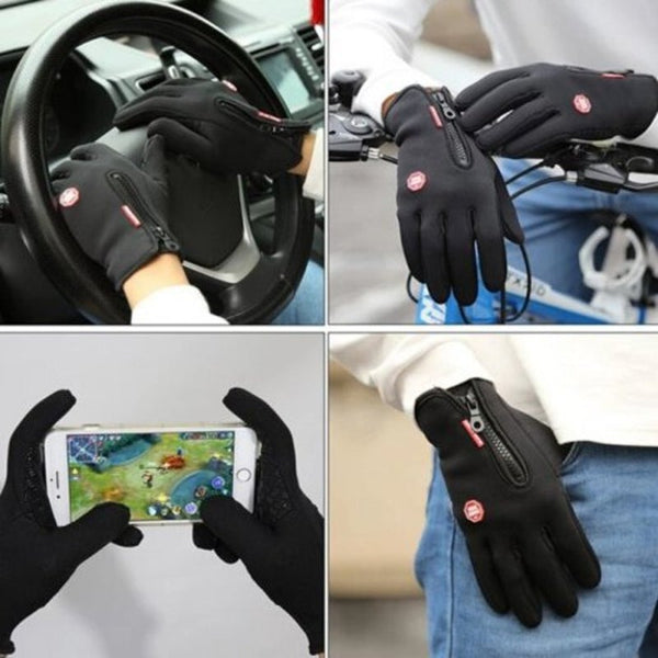 Zipper Plus Velvet Touch Screen Gloves Male Winter Warm Waterproof Non Slip Outdoor Riding Full Finger Female Sport Ski Ls1477 Pink Gloves & Mittens