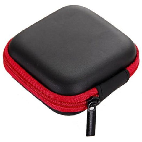 Zippered Storage Bag Keep Headphones Hard Case For Sd Card Area Red