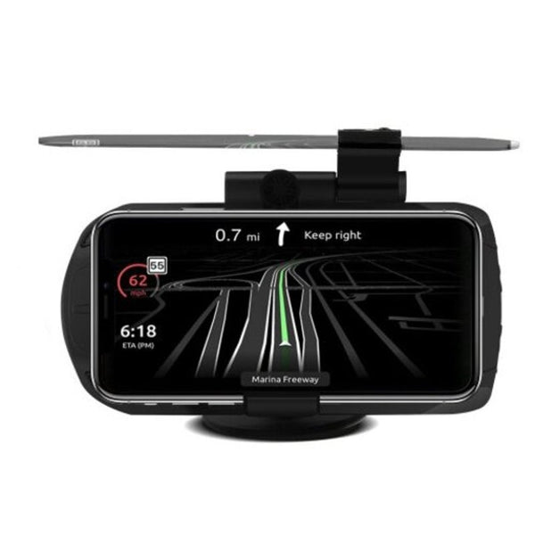 Universal Car Hud Display Speed Warning Gps Navigation Phone Holder Black
