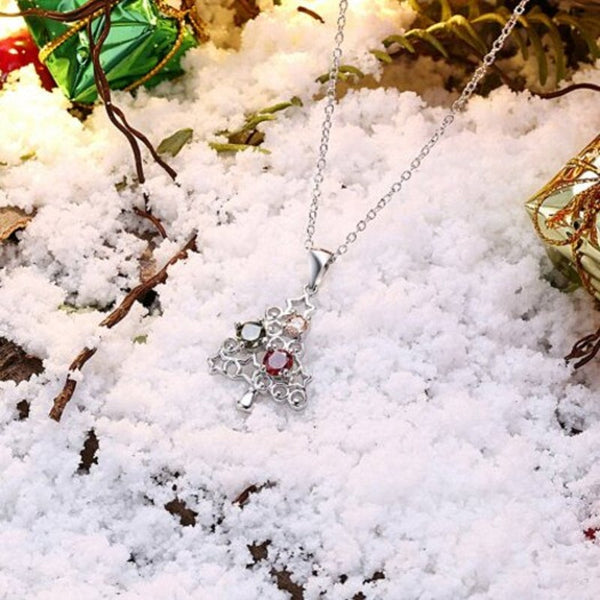 Veile Studios Zircon Christmas Necklace Tree Star Colorful Zirconium Silver Necklaces & Pendants
