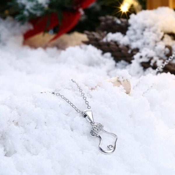 Veile Studios Zircon Christmas Necklace In The Shape Of Socks Silver Necklaces & Pendants