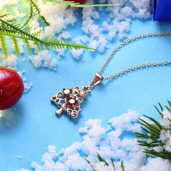 Veile Studios Zircon Christmas Tree Star Colorful Zirconium Necklace Rose Gold Necklaces & Pendants