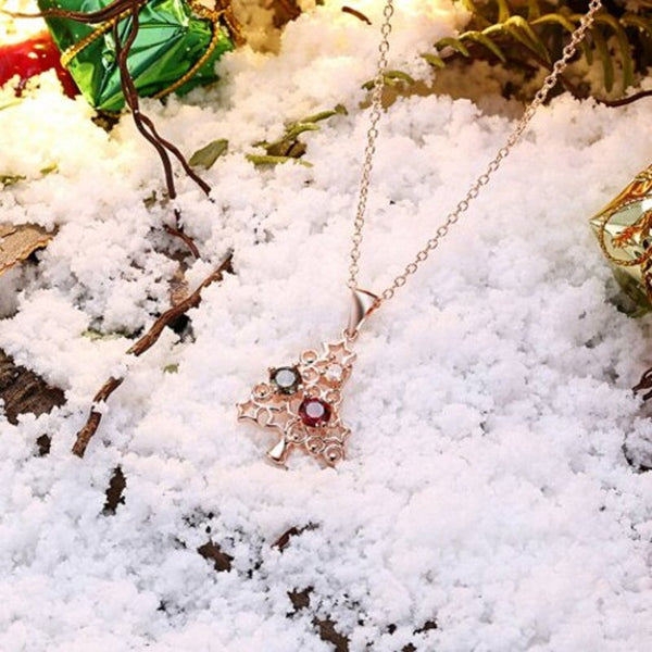 Veile Studios Zircon Christmas Tree Star Colorful Zirconium Necklace Rose Gold Necklaces & Pendants