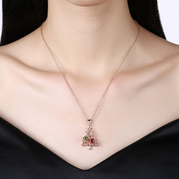 Veile Studios Zircon Christmas Tree Star Colorful Zirconium Necklace Rose Gold Necklaces & Pendants