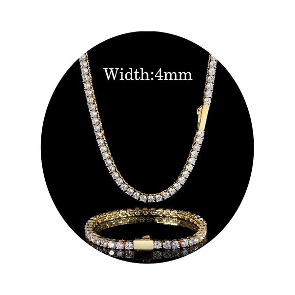 Veile Studios Zircon Tennis Chain Set 16 To 24 Inch Necklace 79 Bracelet Gold Plating Necklaces & Pendants