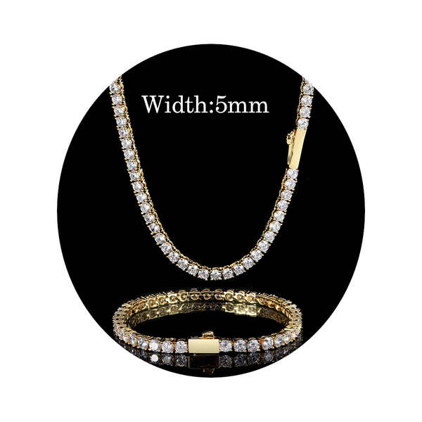 Veile Studios Zircon Tennis Chain Set 16 To 24 Inch Necklace 79 Bracelet Gold Plating Necklaces & Pendants