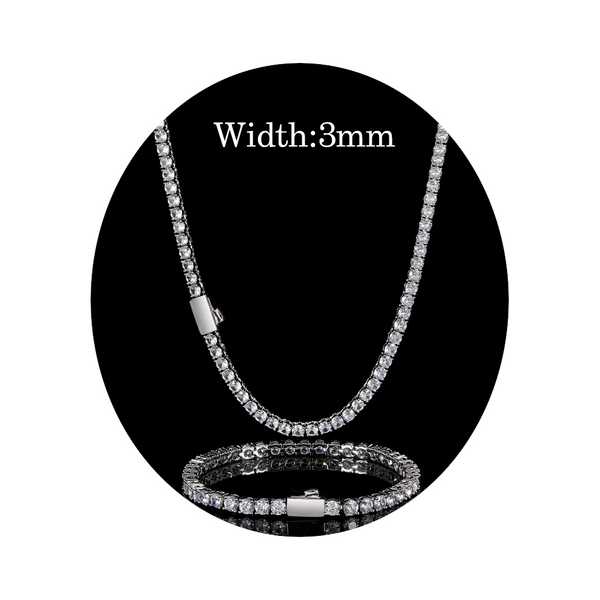 Veile Studios Zircon Tennis Chain Set 16 To 24 Inch Necklace 79 Bracelet Gold Plating Necklaces & Pendants