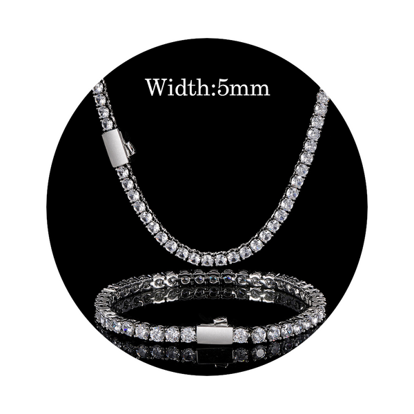 Veile Studios Zircon Tennis Chain Set 16 To 24 Inch Necklace 79 Bracelet Gold Plating Necklaces & Pendants