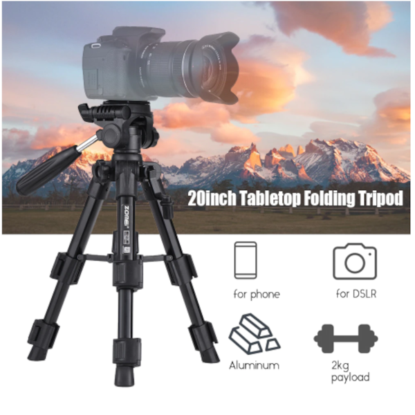 Q100 Camera Tripod Lightweight Aluminum With Quick Release Plate And Carry Bag