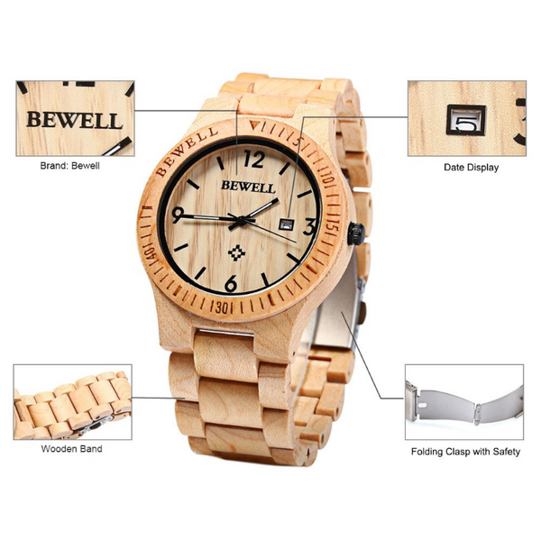 Veile Studios Zs W086b Wood Watch Men Analog Quartz Movement Date Waterproof Wristwatch Watches