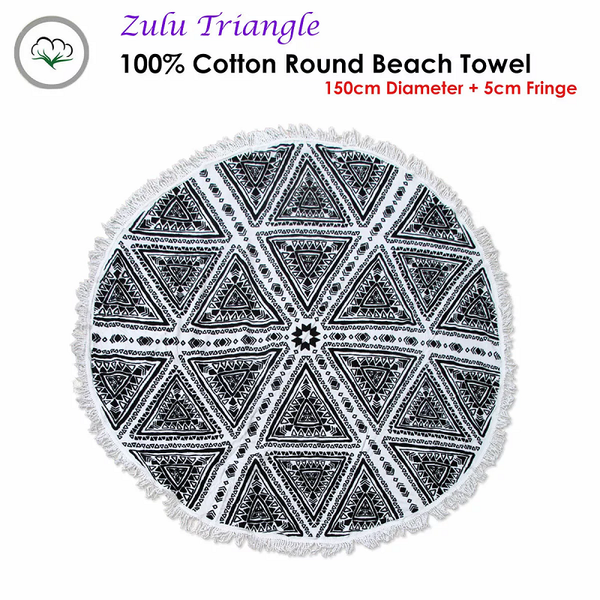 Zulu Triangle 100% Cotton Round Beach Towel